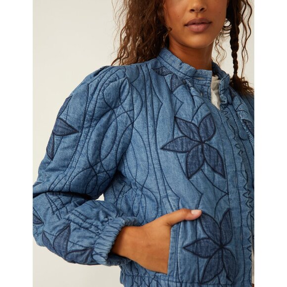 Free People Blue Floral Jacket - Picture 4 of 7